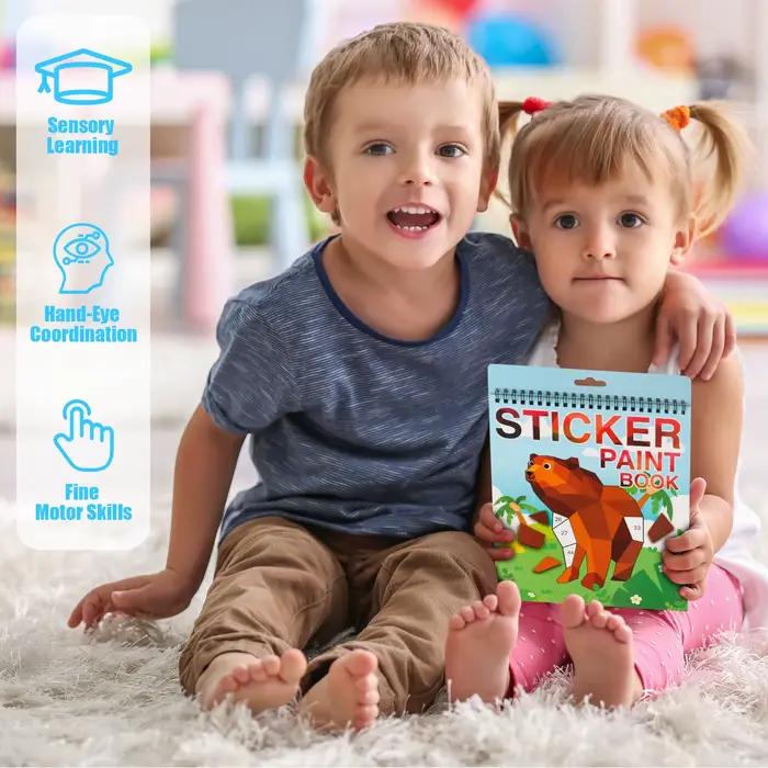 Livre d'autocollants artisanaux pour enfants âgés de 4 à 8 ans, autocollant par numéros pour jeux de