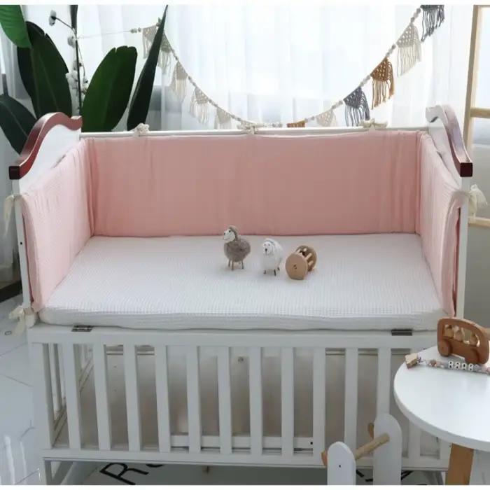 Ensemble de pare-chocs de berceau de bébé lavable en coton gaufré une pièce pour les nouveau-nés pou