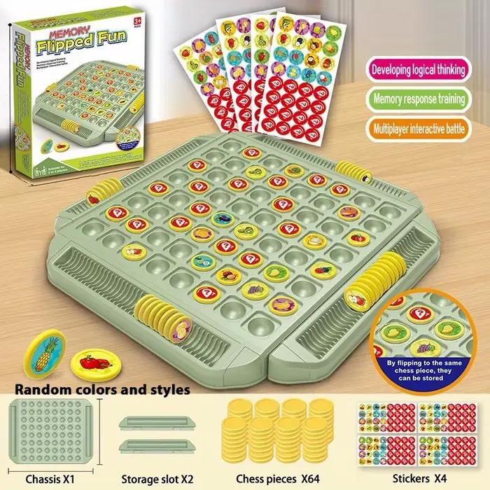 Jeu de société interactif de mémoire pour 4 joueurs - Puzzle coulissant coloré de fruits et d'animau