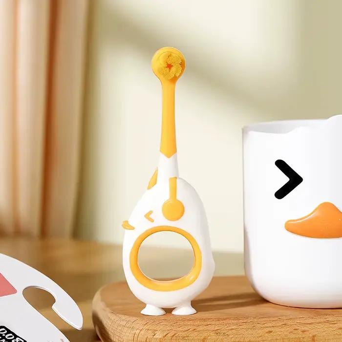 Brosse à dents pour bébé de 0 à 3 ans, mignon, dessin animé, petite tête, brosse à dents pour bébé,