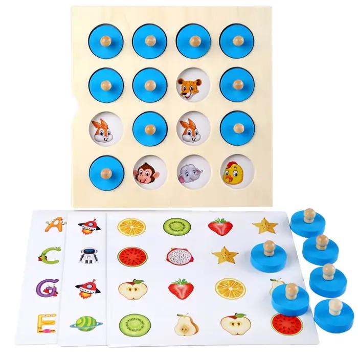 Jeu de société Puzzle en bois pour enfants, jeu d'échecs à mémoire de Photo instantanée, jouets éduc