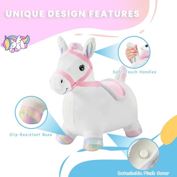 Cheval de saut gonflable Pals, jouet gonflable de trémie d'animal en peluche rebondissante pour tout