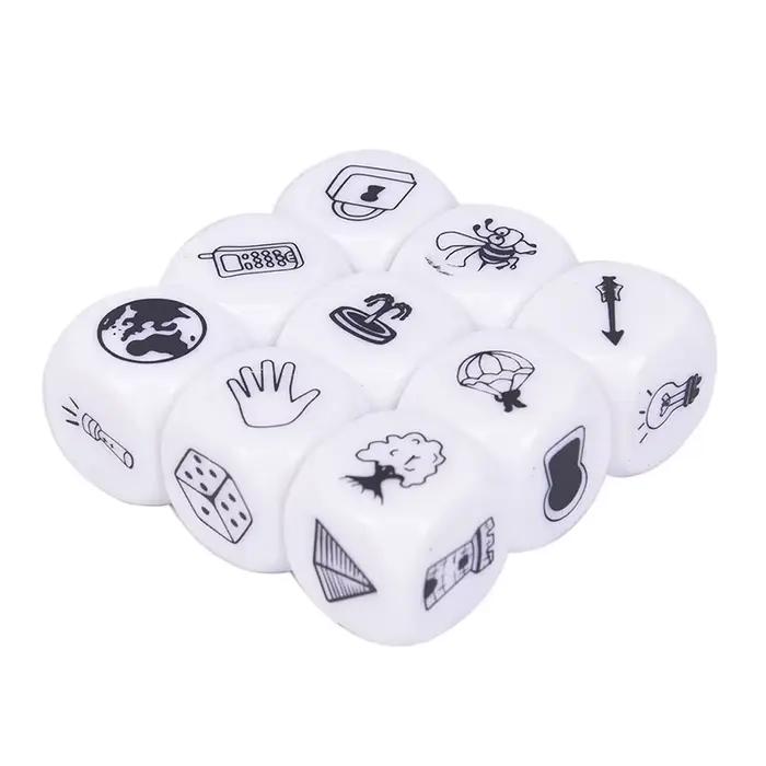 Boîte de dés pour raconter des histoires, jeu de société, puzzle, famille, fête, amis, parents, 9 pi