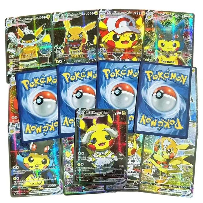 2026 55 Cartes Pikachu de Dessin Animé Brillantes Vmax Vstar Grande Taille Collection Cartes de Comb