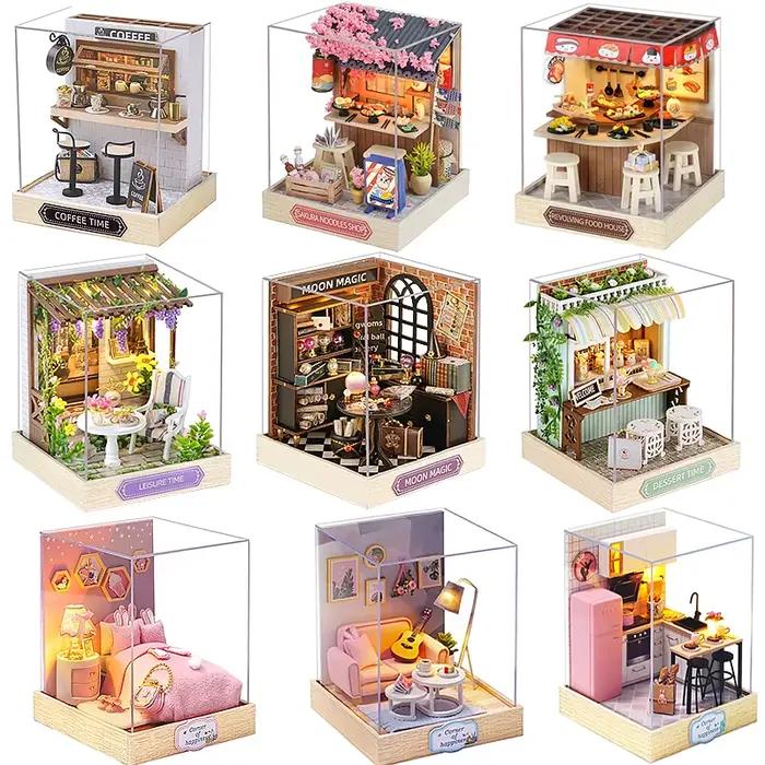 Mini maison de poupée, Kit de petite maison à monter soi-même, Puzzle 3D fait à la main, modèle d'as
