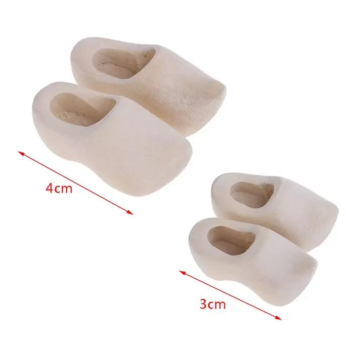 1Pair Doll House Miniature Wooden Shoes 3cm/4cm Simulation Scene Collocation Model DIY Doll Shoes Ac