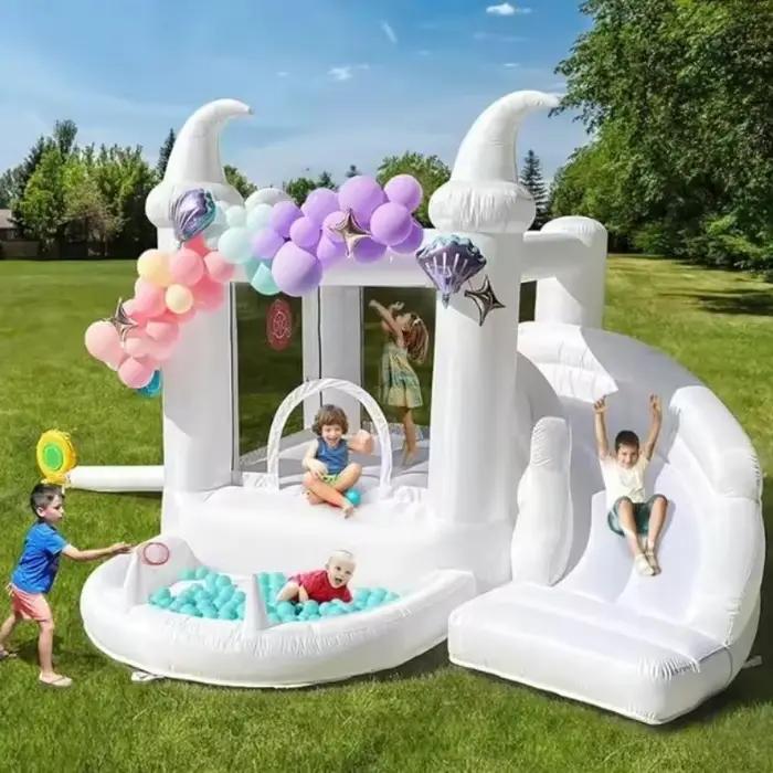 Maison gonflable de rebond avec piscine à balles et toboggan, jeu de fête d'anniversaire pour enfant