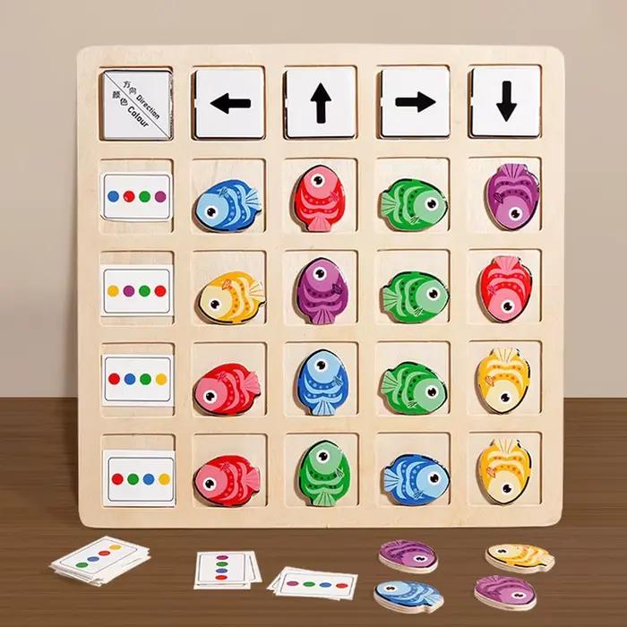 Jouets Montessori en bois pour enfants, entraînement à la pensée logique, Direction, Cognition des c