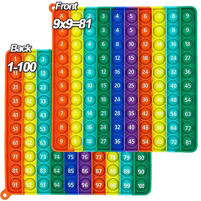 9x9 Multiplication 1-100 jouets de comptage Fidget, bulle de poussée en Silicone chiffres d'apprenti
