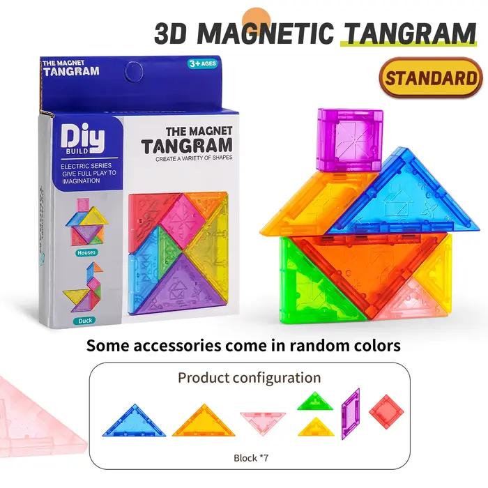 Puzzle magnétique Tangram géométrique 3D, blocs de construction pour enfants et jouets d'entraînemen