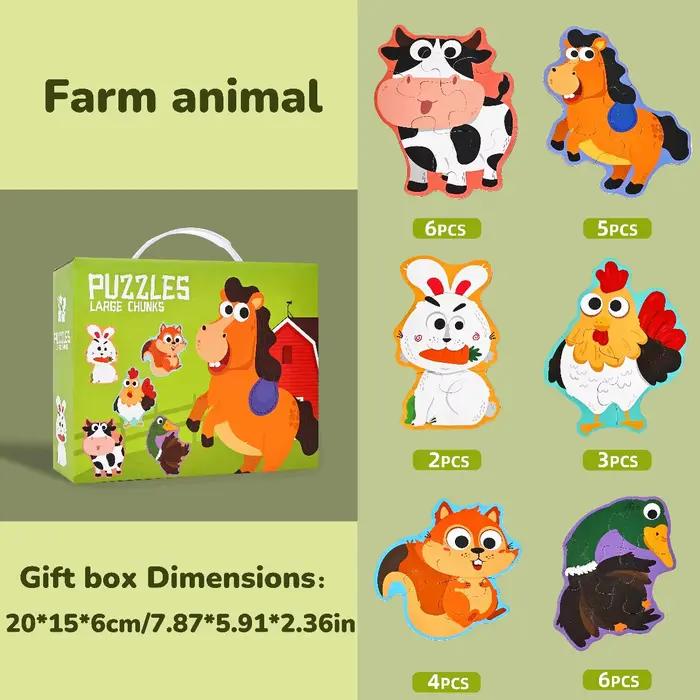 Grande boîte-cadeau de puzzles six-en-un, jouets éducatifs pour l'éveil des enfants, puzzles de diff