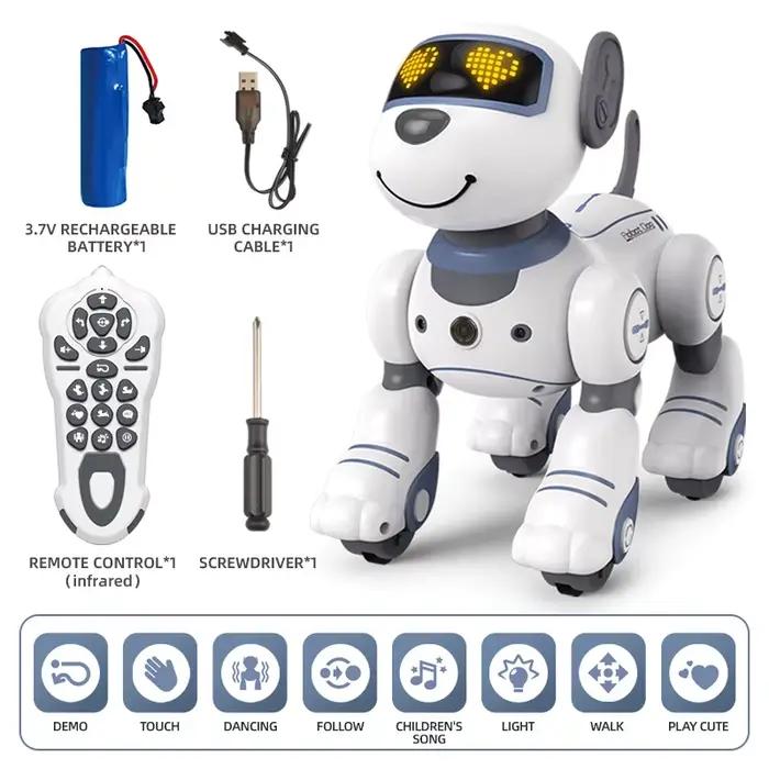 Jouet robot chien intelligent : commande vocale, figures programmables, détection tactile, musique e