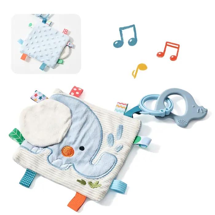 Couverture sensorielle pour bébé avec hochet, couverture de sécurité en peluche douce pour nouveau-n