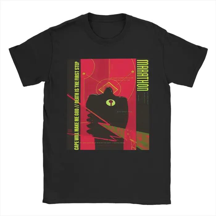 T-shirt drôle de jeu de marathon pour hommes et femmes, en coton, à manches courtes, col rond, hauts