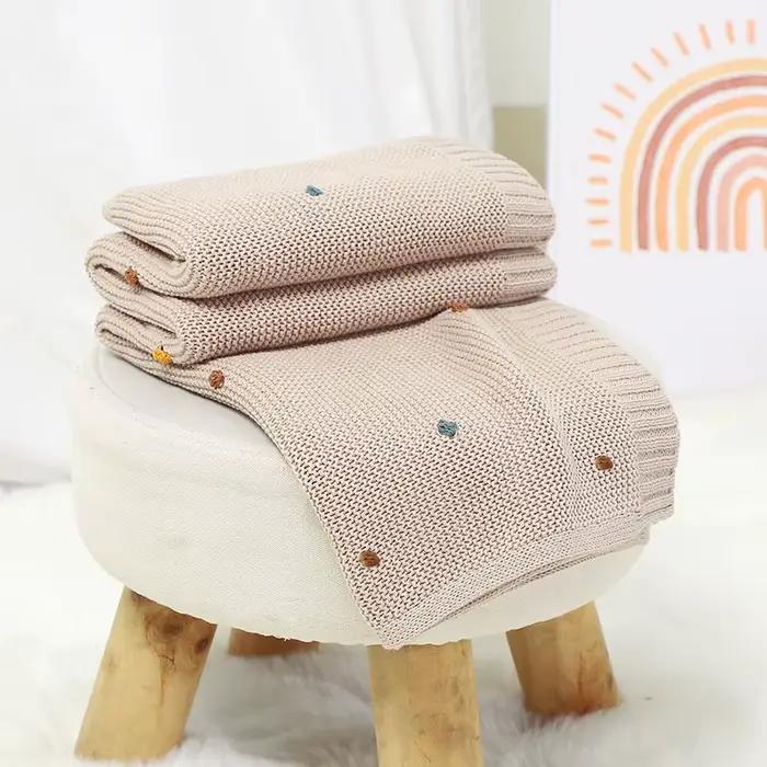 Couvertures pour nouveau-né 90x70cm, tricotées pour nourrissons, garçons et filles, en coton Ultra d