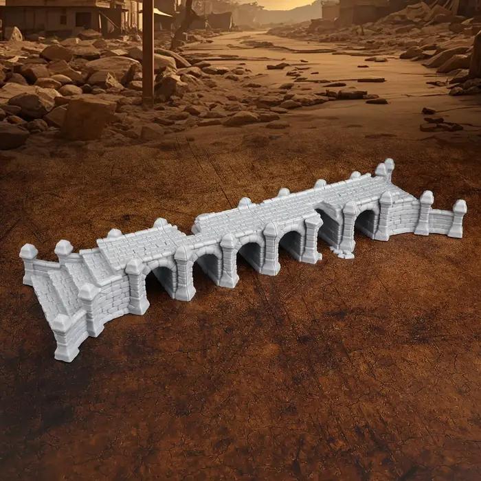 Ensemble de terrain miniature de viaduc détruit de 28 mm | Compléments de jeu de rôle sur le thème