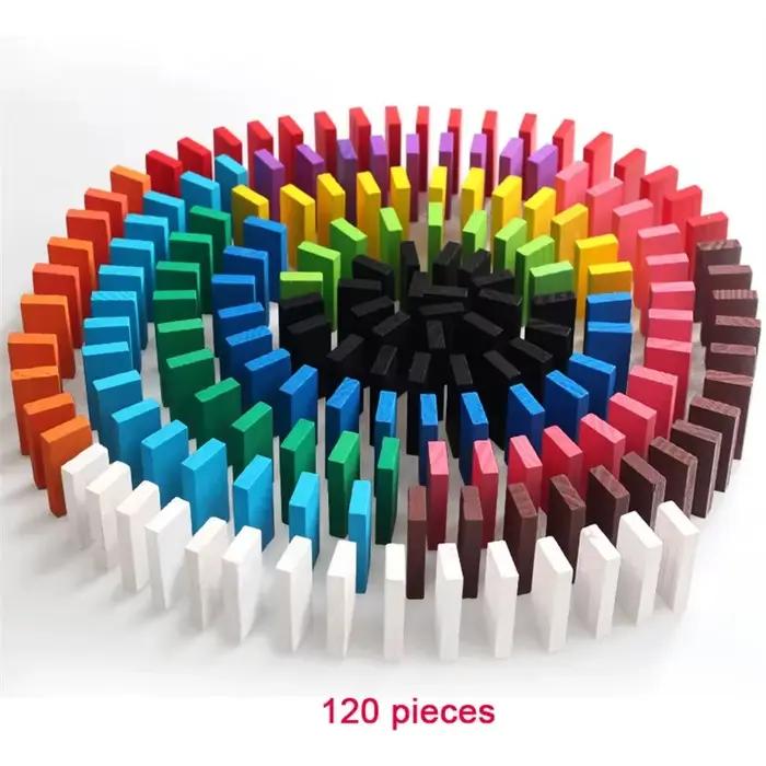 Domino en bois couleur tri arc-en-ciel bois dominos blocs de construction jeux de puzzle jouets pour