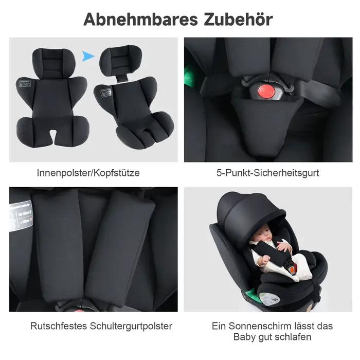 Sièges auto pour enfants avec rotation à 360° ° Système ISOFIX rotatif pour bébé, ceinture de sécu
