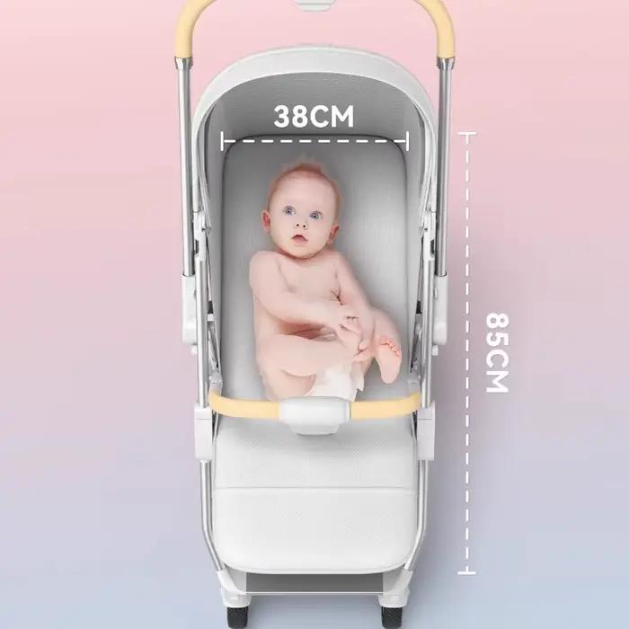 Poussette bébé vue haute peut s'asseoir ou s'allonger bidirectionnelle absorbant les chocs pliable P