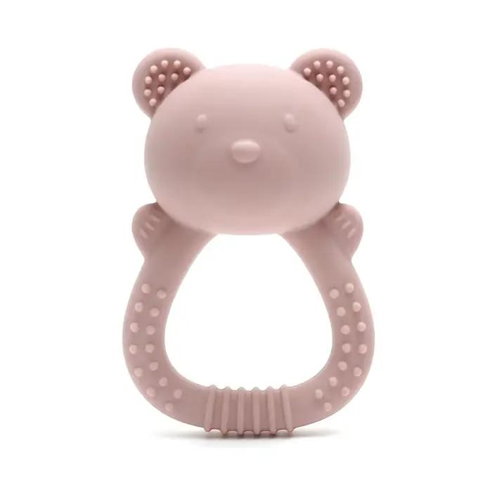 Jouet de dentition pour bébé, en forme d'ours mignon avec son hochet, en Silicone souple, sans BPA,