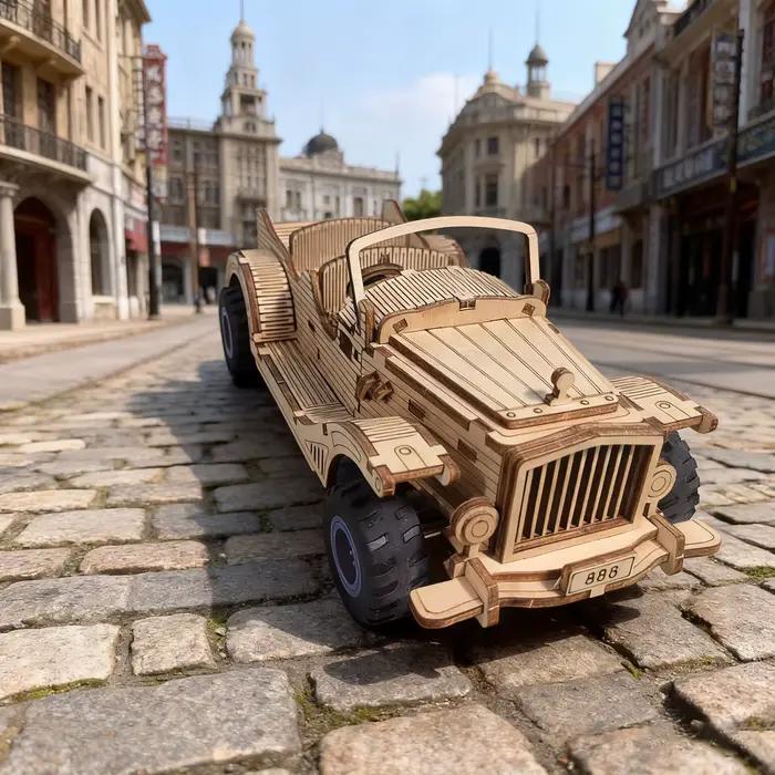 Modèle de voiture Vintage Convertible en bois, Puzzle, bricolage, assemblage de voiture Vintage 3D e