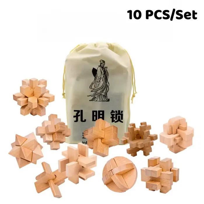 Puzzles de déverrouillage en bois casse-tête Kong Ming LuBan Lock jouet de décryptage adulte jeu d'a