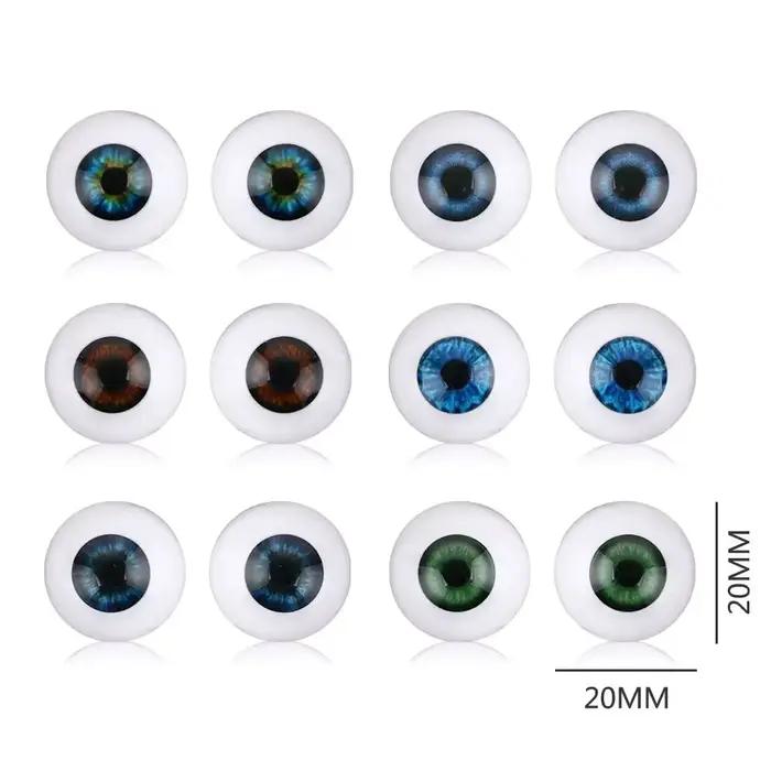 Yeux de poupées réalistes de 20mm, 1 paire, demi-rond, dos creux, fausses boules, accessoires d'hall