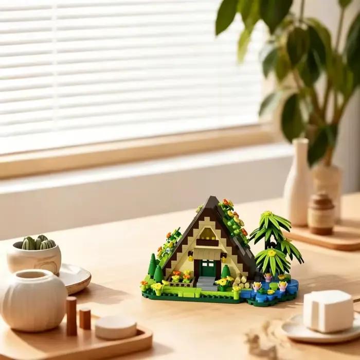 Ensemble de blocs de construction Four Seasons Cottage, kit de modèle de maison miniature rétro avec