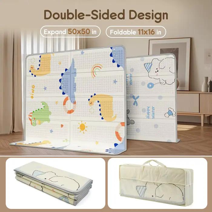 Tapis de jeu pliable pour bébé, tapis de jeu imperméable PIGLOG pour bébés et tout-petits, tapis de