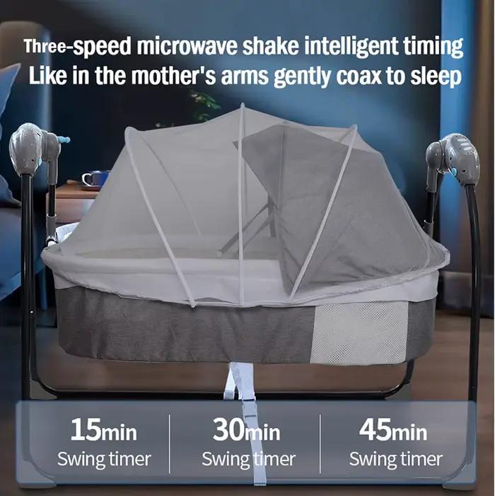 Berceau à bascule électrique pour bébé, balançoire automatique pour nourrisson avec télécommande, tr
