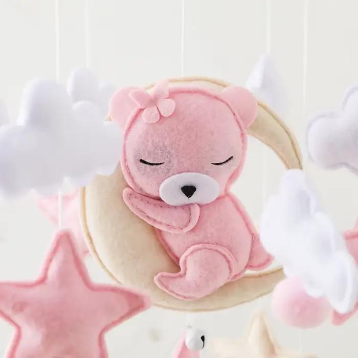 Berceau Mobile hochet bébé lit en bois cloche bébé hochets doux feutre dessin animé ours jouets berc