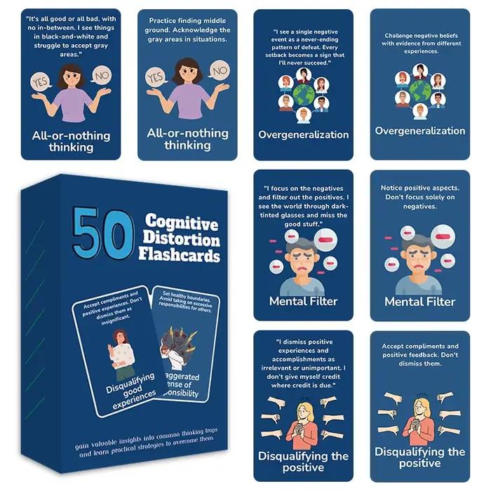 50 cartes flash pour améliorer les distorsions cognitives, reconnaissance et ajustement des modes de