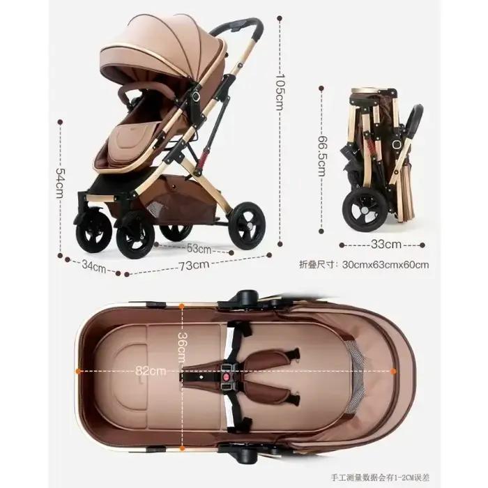 Nouvelle poussette double 3-en-1 2025 avec siège auto, poussette portable pliable à vue haute pour n