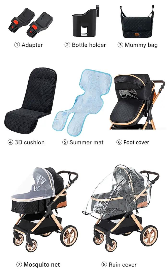 Système de poussette 3 en 1 pour bébé, poussette légère pour nouveau-nés, poussette compacte pliable