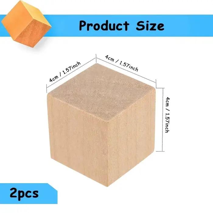 Cubes en bois naturel de 4cm, blocs carrés en bois de pin vierge inachevé pour la fabrication de puz