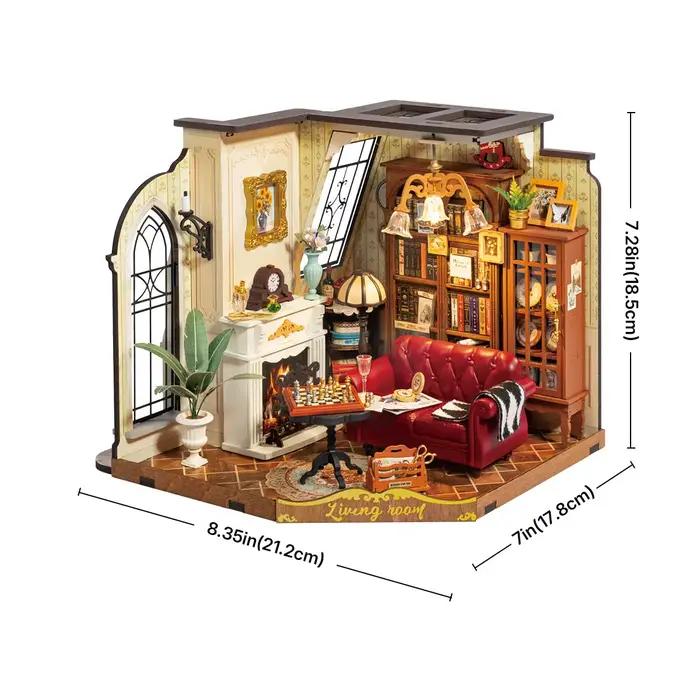 Kit de maison miniature DIY pour salon de Catherine de Rolife, modèle de maison de poupée en bois av