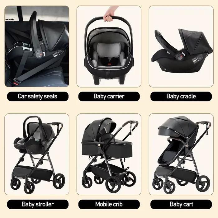 3 en 1 landau poussette Portable luxueux voyage landau haut paysage nouveau-né bébé poussette avec p