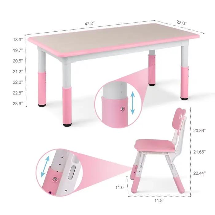 Ensemble de table et 4 chaises pour enfants, 5 pièces, table multi-activités pour tout-petits, ensem