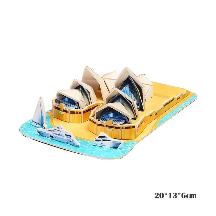 Puzzle en carton 3D, bâtiments d'architecture célèbres, modèle d'assemblage, jouets de bricolage fai