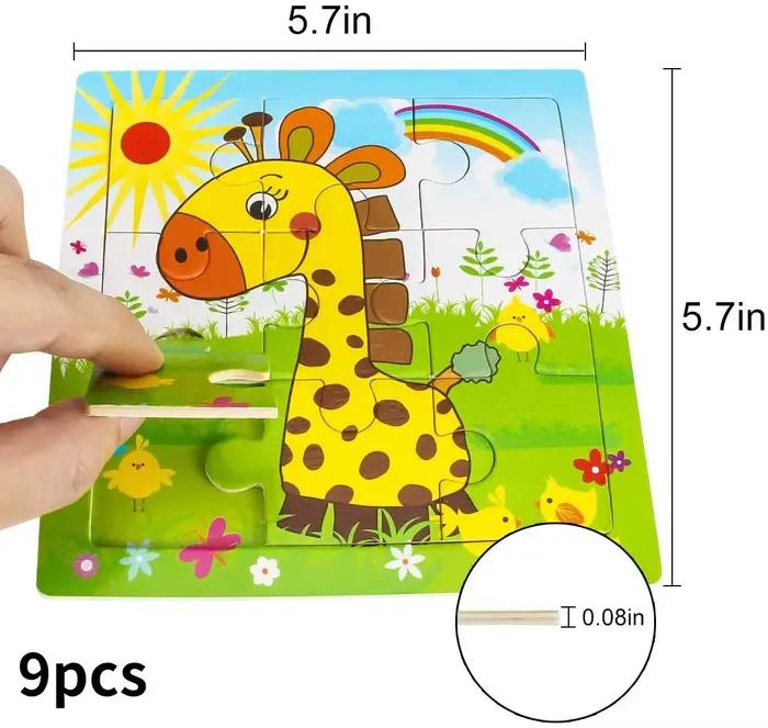 9/16 Puzzles pour enfants âgés de 2 3 4 5 Puzzle en bois pour tout-petits Ensemble de jouets éducati