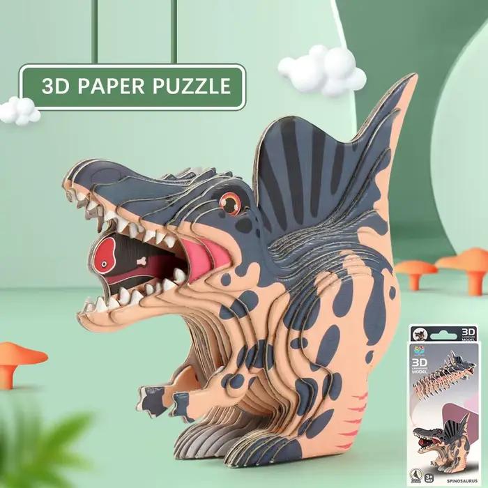Puzzle en papier dinosaure 3D pour enfants, jouets Montessori, bricolage amusant, assemblage manuel,