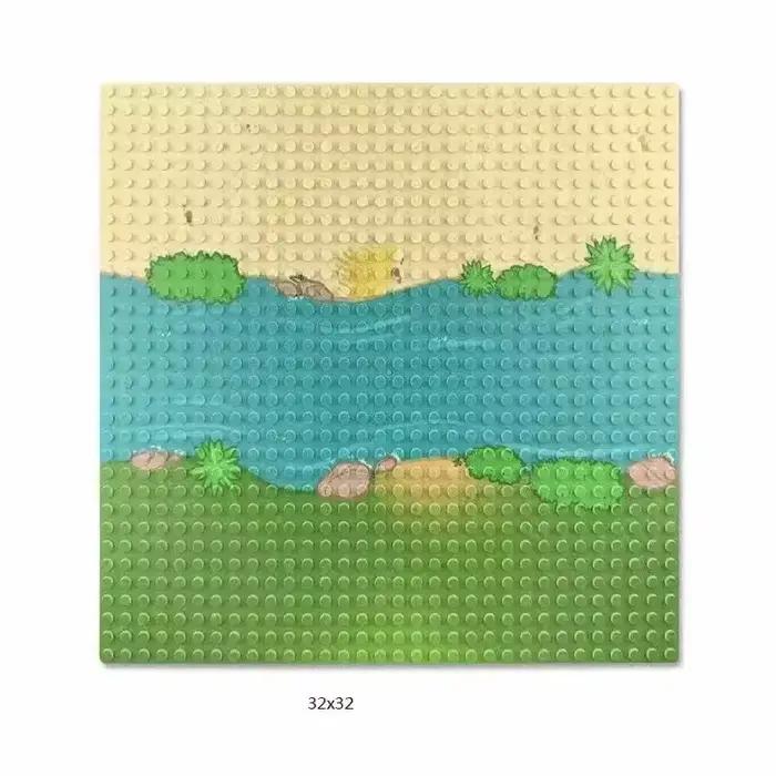 Plaque de Base de bloc de Construction 32x32, plaque de Base de paysage de rivière de prairie d'île,