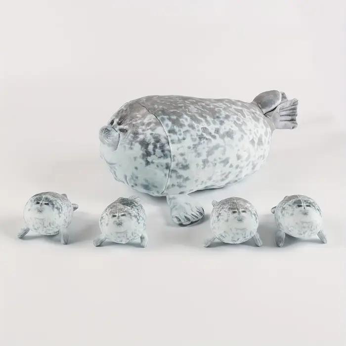 Animal en peluche de sceau de simulation Kawaii avec 4 mini animaux en peluche à l'intérieur - Jouet