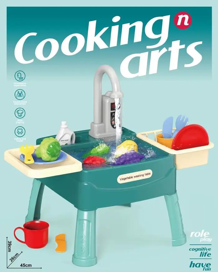 Ensemble de jeu d'évier de cuisine pour enfants avec eau courante, jouet éducatif précoce pour jeu d