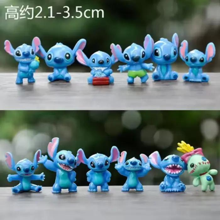 12 pièces Mini point Anime Figurine poupées 3CM dessin animé Lilo et point figurines d'action à coll