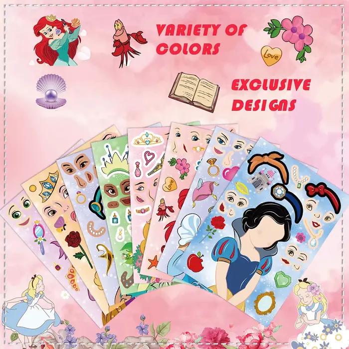 8/16 feuilles Disney princesse enfants Puzzle autocollants faire un visage drôle bricolage assembler