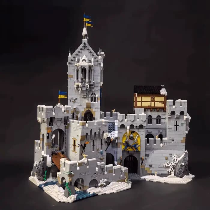 NOUVEAU 3995 pièces Européenne Médiévale Street View MOC Montagne Forteresse modèle DIY idées créati
