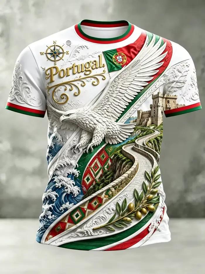 T-shirt de supporter de football du Portugal à manches courtes, respirant, séchage rapide, style str