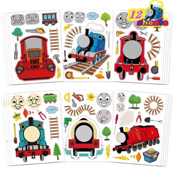 Autocollant Puzzle Thomas et ses amis, 12 pièces/lot, faites votre propre visage, jouets pour enfant