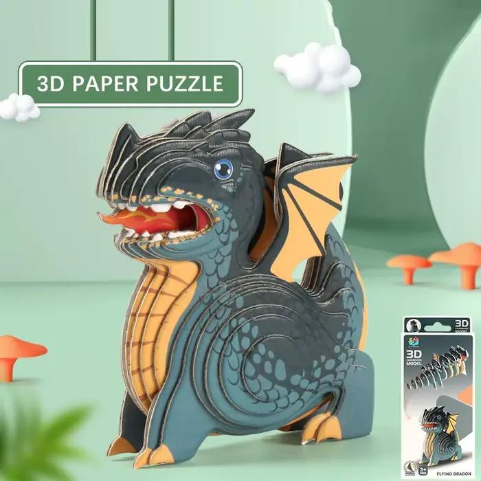 Puzzle en papier dinosaure 3D pour enfants, jouets Montessori, bricolage amusant, assemblage manuel,